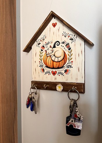 Ahşap El Boyama Anahtarlık Askısı - Görsel 7