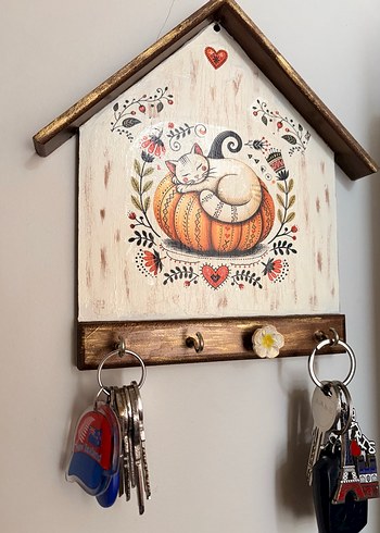 Ahşap El Boyama Anahtarlık Askısı - Görsel 8