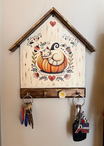 Ahşap El Boyama Anahtarlık Askısı - Görsel 4