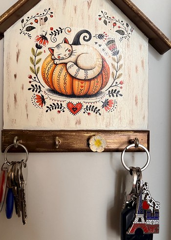 Ahşap El Boyama Anahtarlık Askısı - Görsel 5