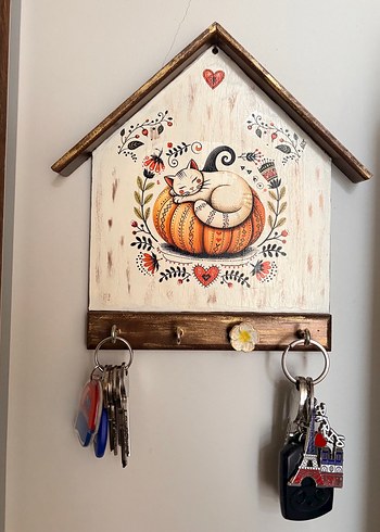 Ahşap El Boyama Anahtarlık Askısı - Görsel 2