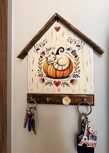 Ahşap El Boyama Anahtarlık Askısı - Görsel 3