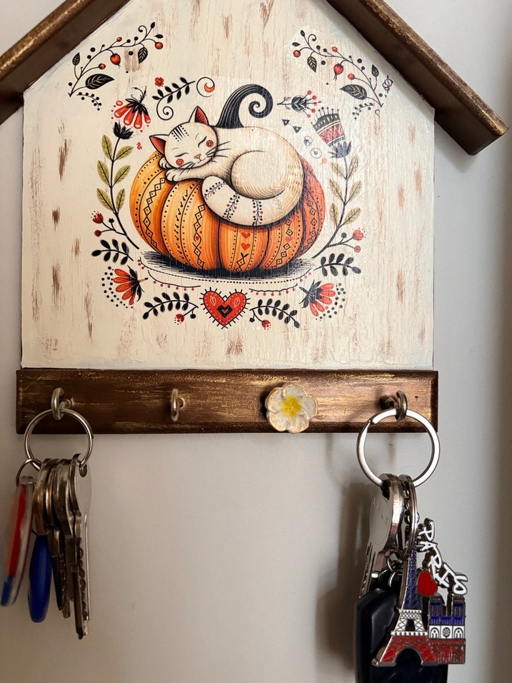 Ahşap El Boyama Anahtarlık Askısı - Görsel 5