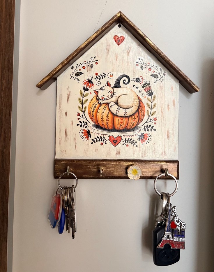 Ahşap El Boyama Anahtarlık Askısı - Görsel 2