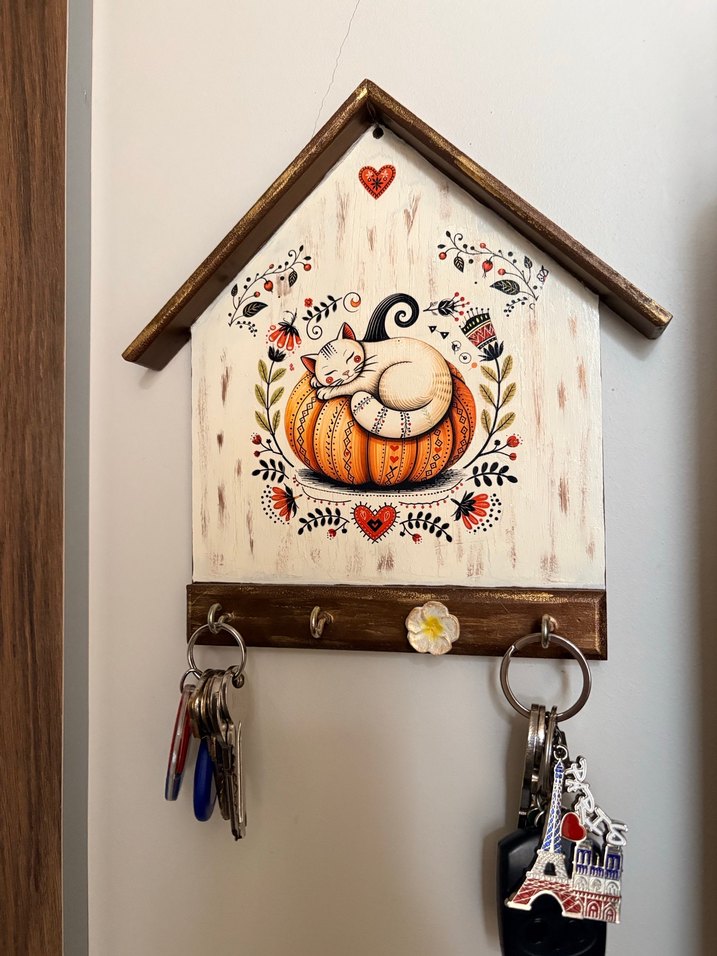 Ahşap El Boyama Anahtarlık Askısı - Görsel 3