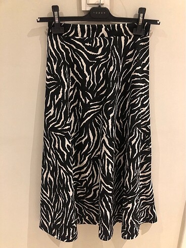 Zebra desenli midi etek