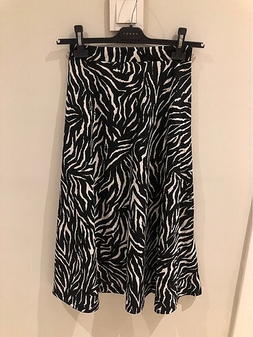 Mango Zebra desenli midi etek