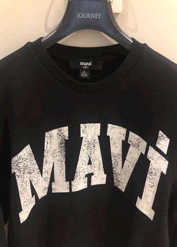 s Beden MAVİ Marka Siyah Baskılı Pamuklu Sweatshirt