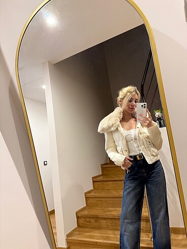 Zara Krem Şişme Kısa Mont
