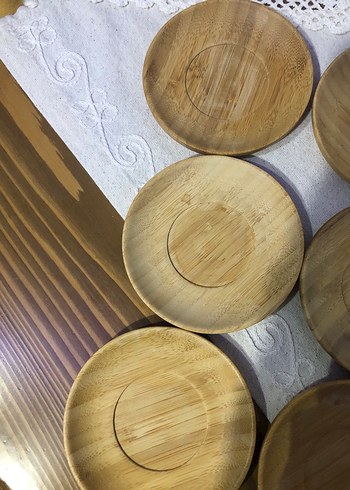 Bambum çay tabağı Parlak Bej Bohem Tarzı Ahşap Tabaklar - Görsel 5