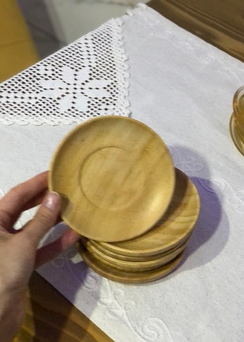 Bambum çay tabağı Parlak Bej Bohem Tarzı Ahşap Tabaklar - Görsel 2