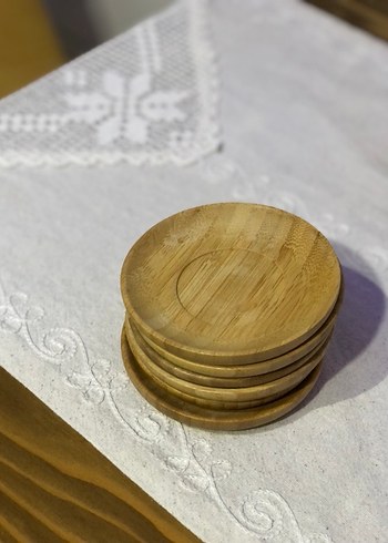 Bambum çay tabağı Parlak Bej Bohem Tarzı Ahşap Tabaklar - Görsel 3