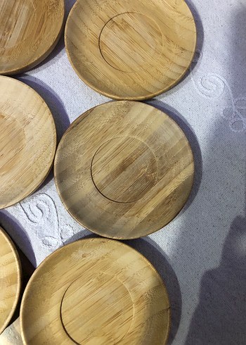 Bambum çay tabağı Parlak Bej Bohem Tarzı Ahşap Tabaklar - Görsel 6