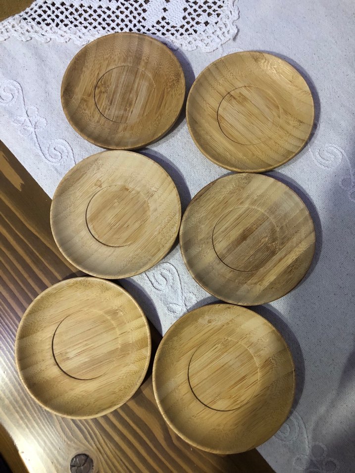 Bambum çay tabağı Parlak Bej Bohem Tarzı Ahşap Tabaklar - Görsel 4