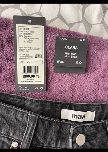 Gri Düğmeli Mini Denim Şort - Görsel 2