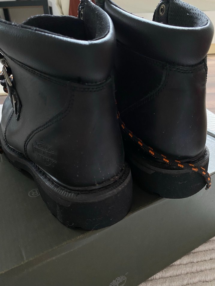 Harley Davidson Siyah Deri Biker Botlar Tokalı - Görsel 4