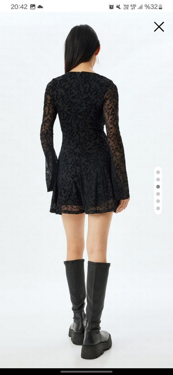 Siyah Dantel Mini elbise - Görsel 2