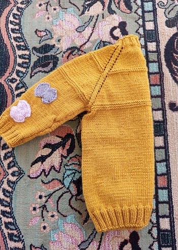 Kız Çocuk Sarı Örgü Hırka - Görsel 3