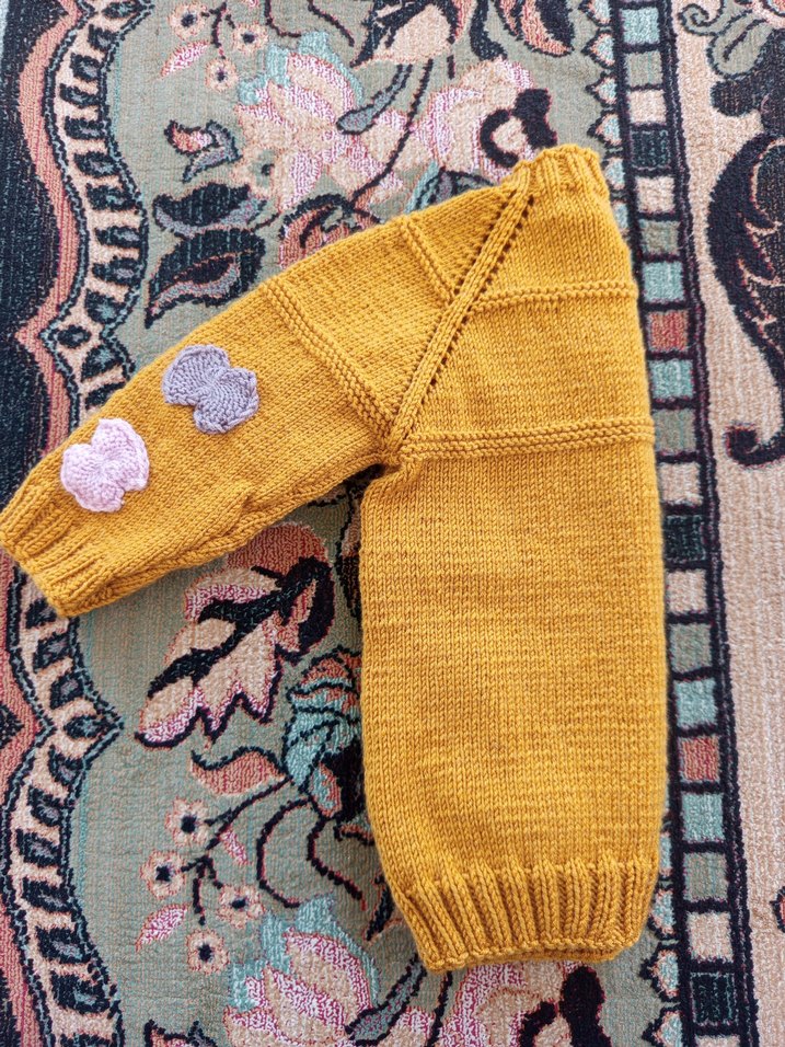 Kız Çocuk Sarı Örgü Hırka - Görsel 3