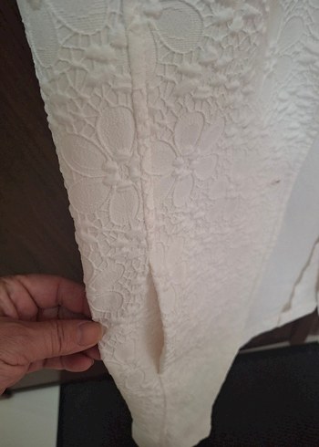 38 Beden Düğmeli Beyaz Midi Kolsuz Yelek