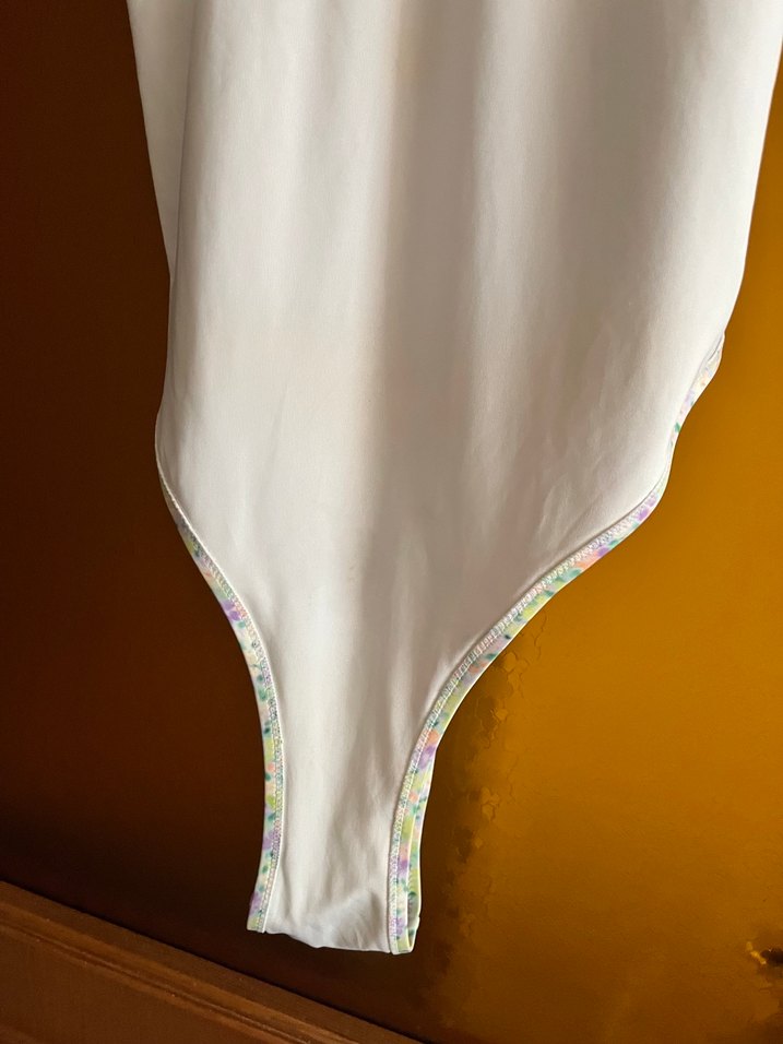 Bohem Renkli Fırfırlı Bağcıklı Mayo high leg vintage stili çiçek - Görsel 4