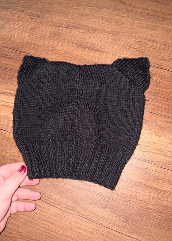siyah Kedi desenli kawaii Örgü yetişkin Bere kulaklı şapka kış - Görsel 2