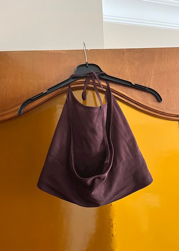 Topshop Bordo vişne çürüğü boyunda bağlamalı Halter Yaka Crop Top