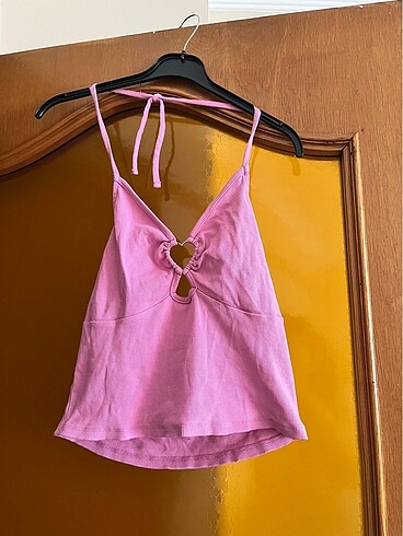 pembe y2k feminine kalp dekolteli top bluz detaylı noisy may