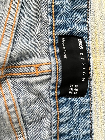 Asos büyük beden plus size kot etek düğmeli asos design denim washed