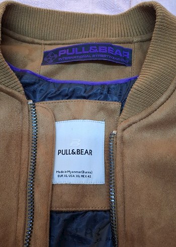 Pull and Bear Erkek Kahverengi Süet Fermuarlı Ceket