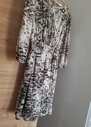 40 Beden Leopar desenli elbise