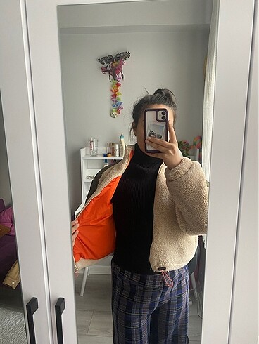 xs Beden beyaz Renk Pull&bear yünlü ceket