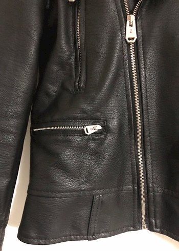 s Beden siyah Renk ZAGO Siyah Deri Biker Ceket