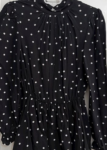 Puantiye Desenli Uzun Kollu Midi Elbise - Görsel 2