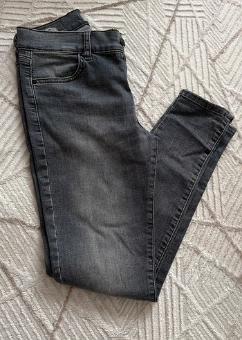 Gri Kadın Kot Pantolon - Normal Boy - Görsel 2