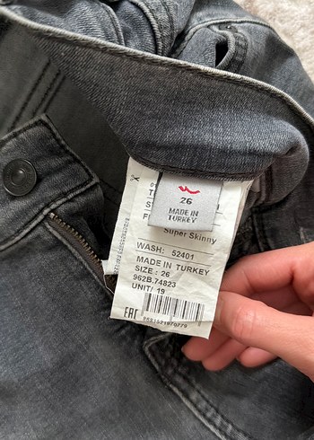 Gri Kadın Kot Pantolon - Normal Boy - Görsel 3