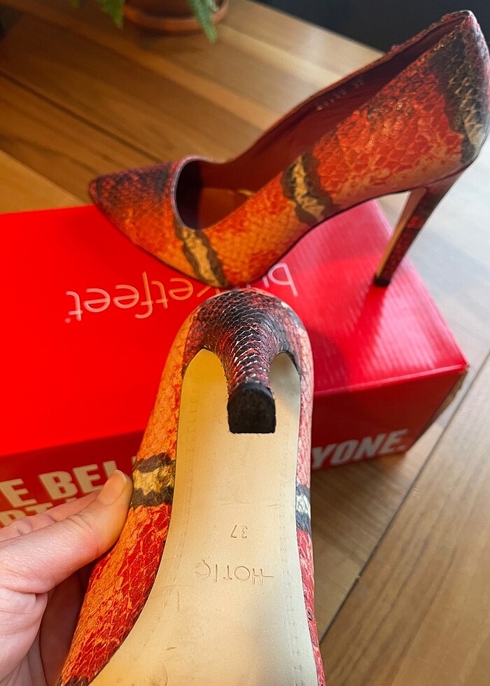 Hotiç Gerçek Deri Kadın Stiletto ve Culutch Çanta - Görsel 5