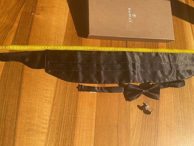 Damat Siyah Düz Kuşak-Papyon ve Kol Düğmesi Takımı - Görsel 10