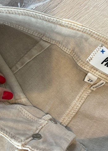 PAIGE Bej Kadın Kargo Kot Pantolon - Görsel 6