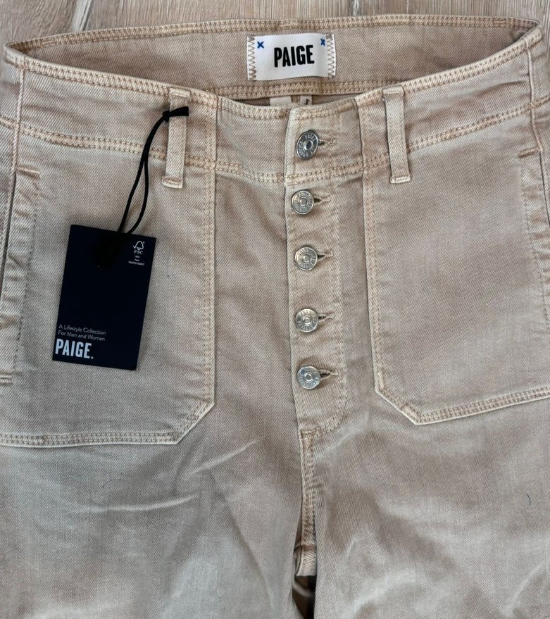 PAIGE Bej Kadın Kargo Kot Pantolon - Görsel 4