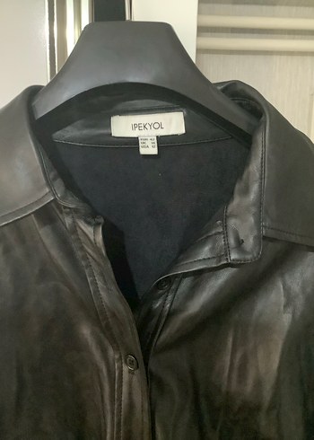 İpekyol Suni Deri büzgülü gömlek - Görsel 6