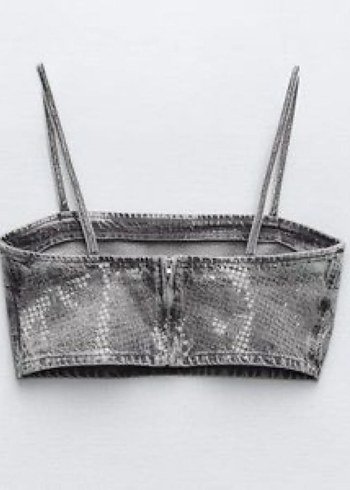 Zara Gri Denim İnce Askılı Büstiyer - Görsel 3