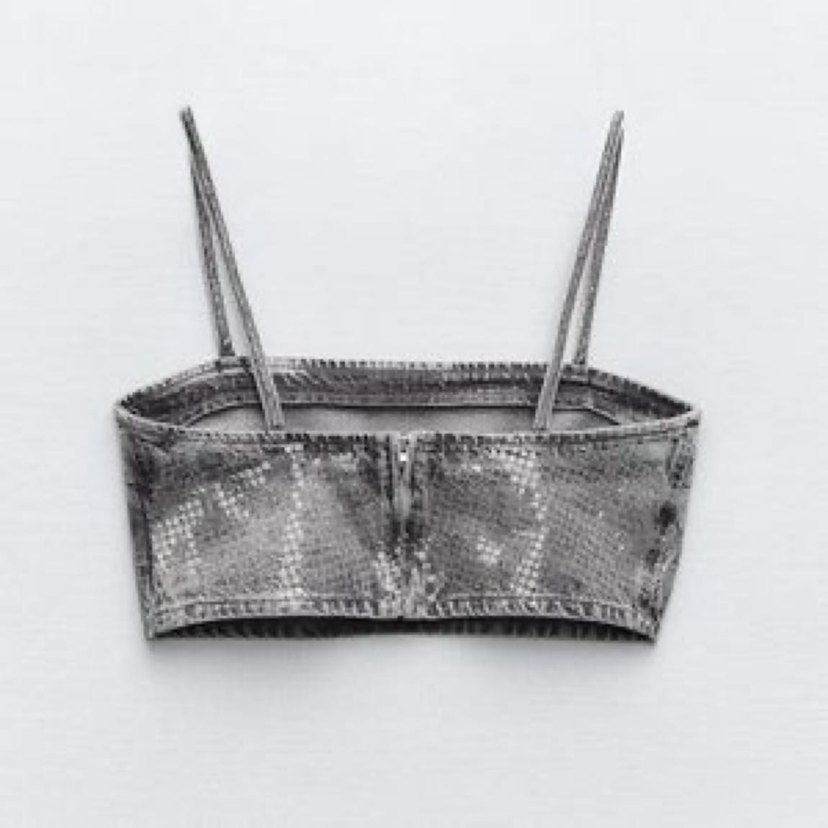 Zara Gri Denim İnce Askılı Büstiyer - Görsel 3