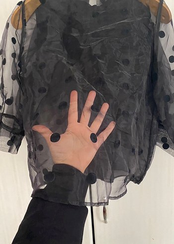 Zara Şeffaf Puantiyeli Siyah Kadın Bluz - Görsel 7