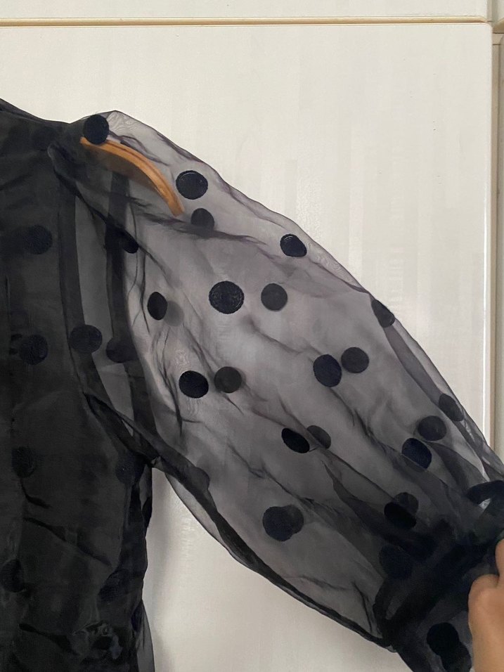 Zara Şeffaf Puantiyeli Siyah Kadın Bluz - Görsel 5