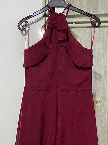 s Beden bordo Renk Bordo omzu açık elbise