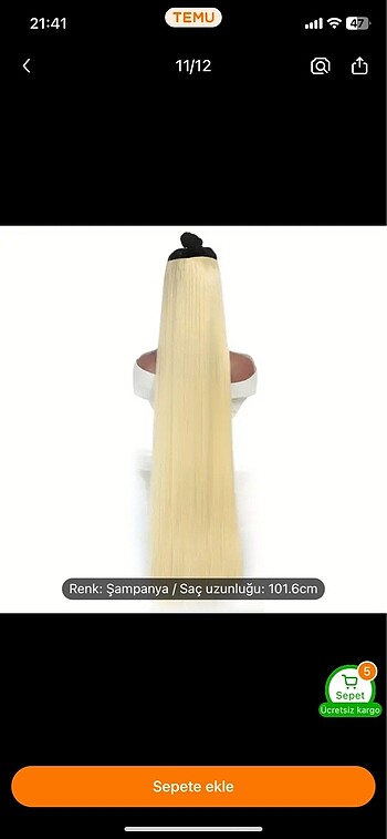 SENTETİK YARIM AY SAÇ 101.6 CM