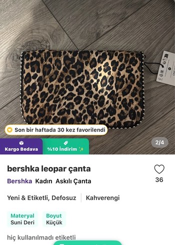 Bershka Leopar Desenli Süet Kadın Çanta