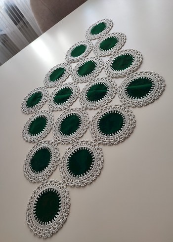 Yeşil Kadife ve ve beyaz dantel raner - Görsel 2