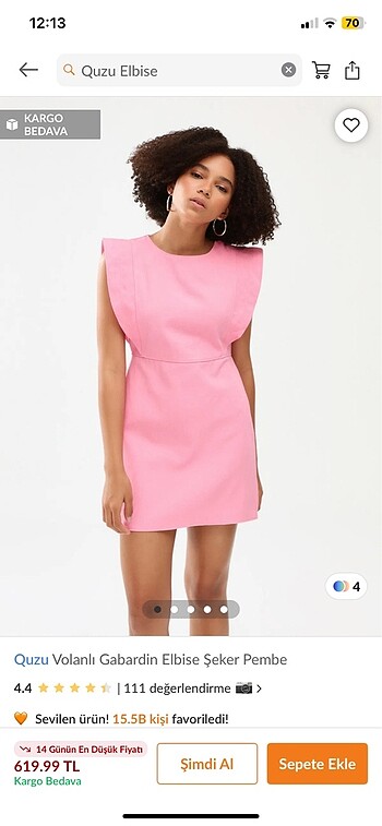 Quzu pembe keten elbise